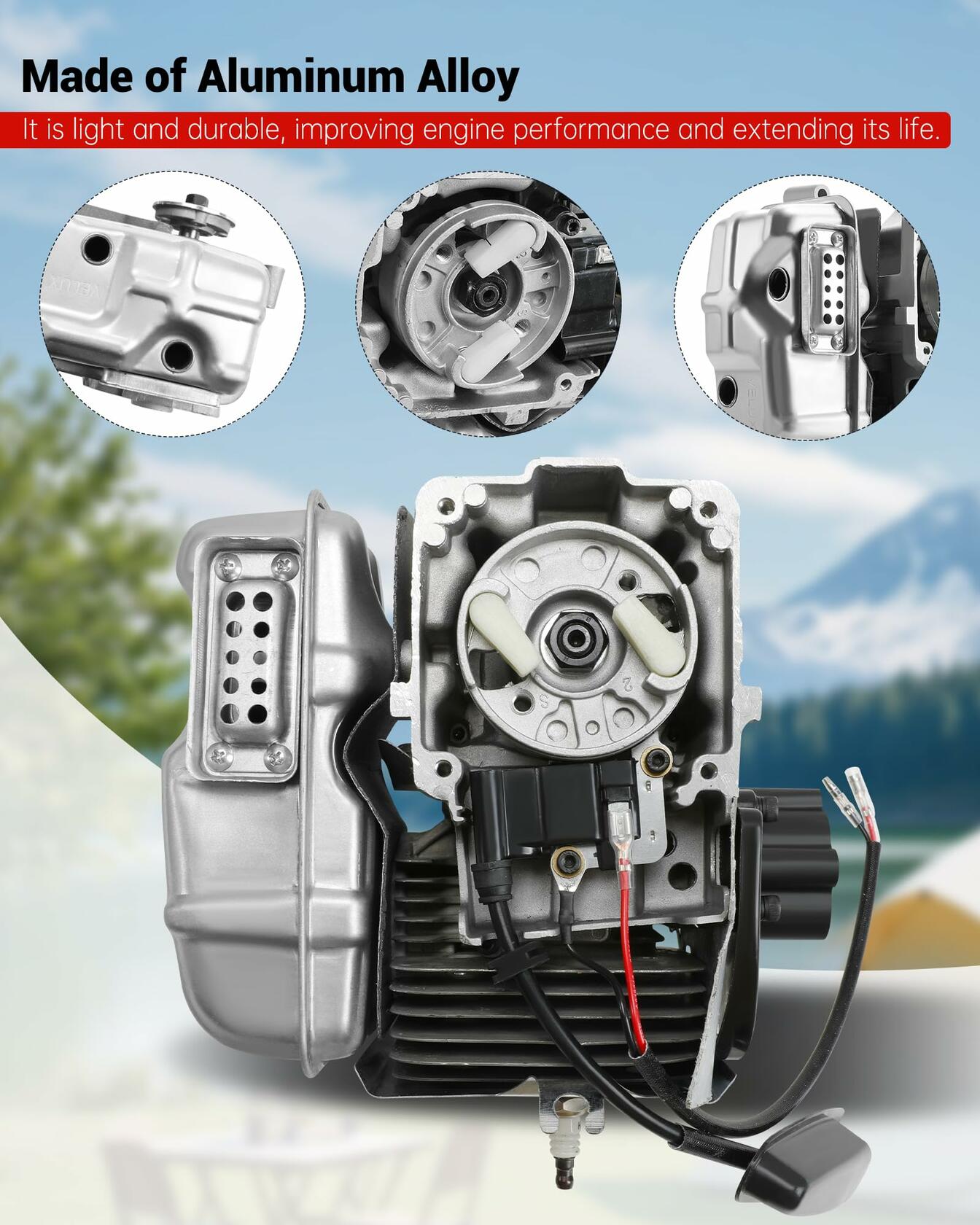 Tofcbye 577424401 Engine Shortblock Assembly for Redmax EBZ8500 Blower Silver