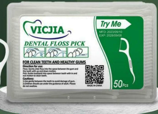 VICJIA Unflavored Tooth Floss Picks Dental Flossers 500 Count L+ Portable