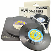 Sufcnire Retro Record Coasters with Vinyl Player Holder Set of 6 M2 Series