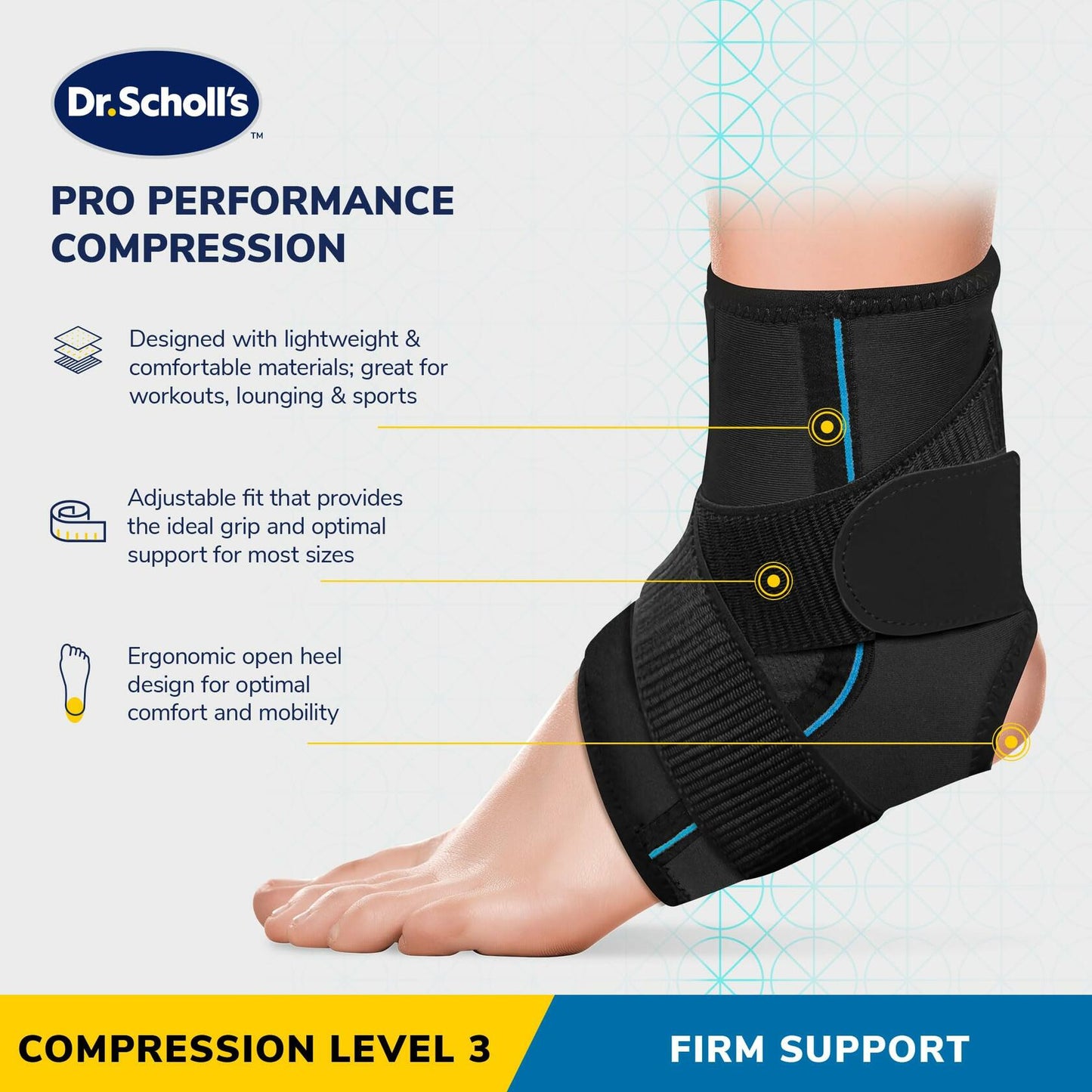 Dr. Scholl’s Compression Ankle Support Breathable Fabric Black Size L/XL