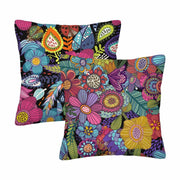 Boqpolu Boho Floral Pillow Covers 18x18 Inch Colorful Set of 2 Cotton Linen