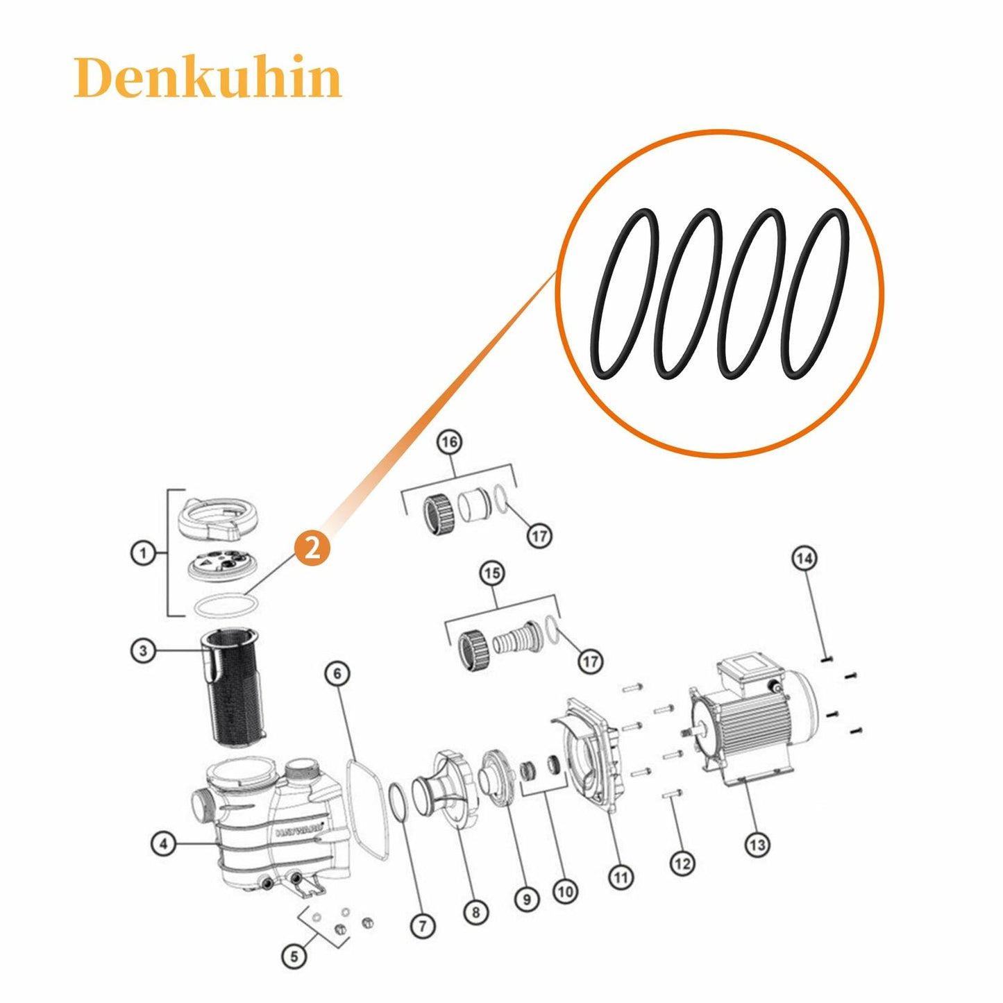Denkuhin SPX1500P Lid Strainer O-Ring for Hayward Power-Flo Pumps 4 PCS