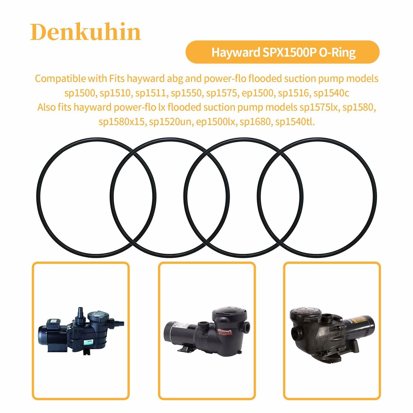Denkuhin SPX1500P Lid Strainer O-Ring for Hayward Power-Flo Pumps 4 PCS