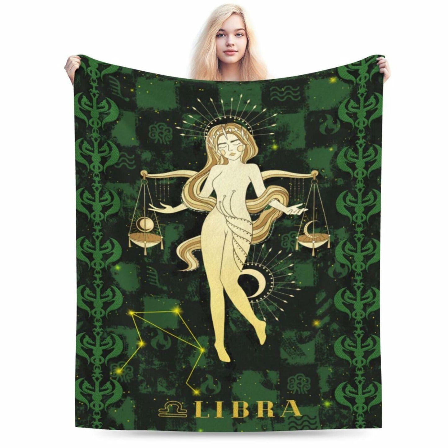 Aswuihz Libra Constellation Flannel Throw Blanket 60x50 Fuzzy Cozy