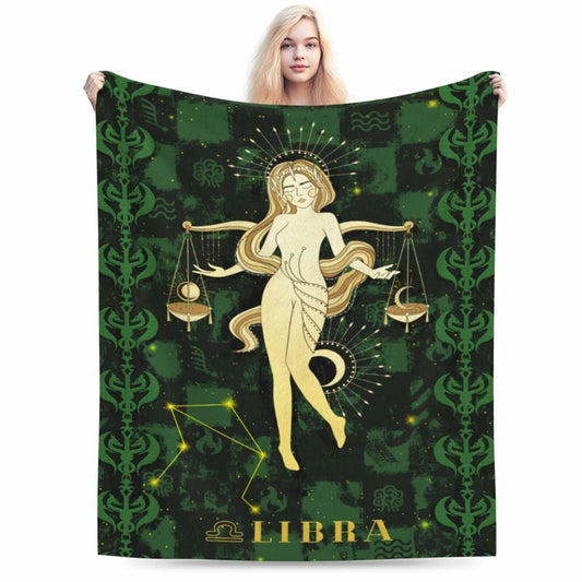 Aswuihz Libra Constellation Flannel Throw Blanket 60x50 Fuzzy Cozy