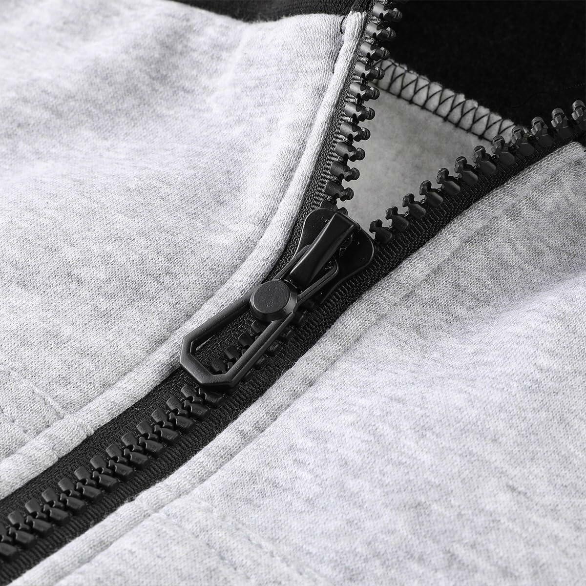 OHSNMAKSL Men's Full Zip Fleece Hoodie Jacket Black/Gray Size XL