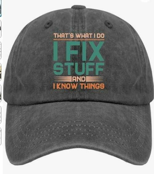 Funny Dad Hat Baseball Cap "That's What I Do I Fix Stuff and I Know Things" Navy