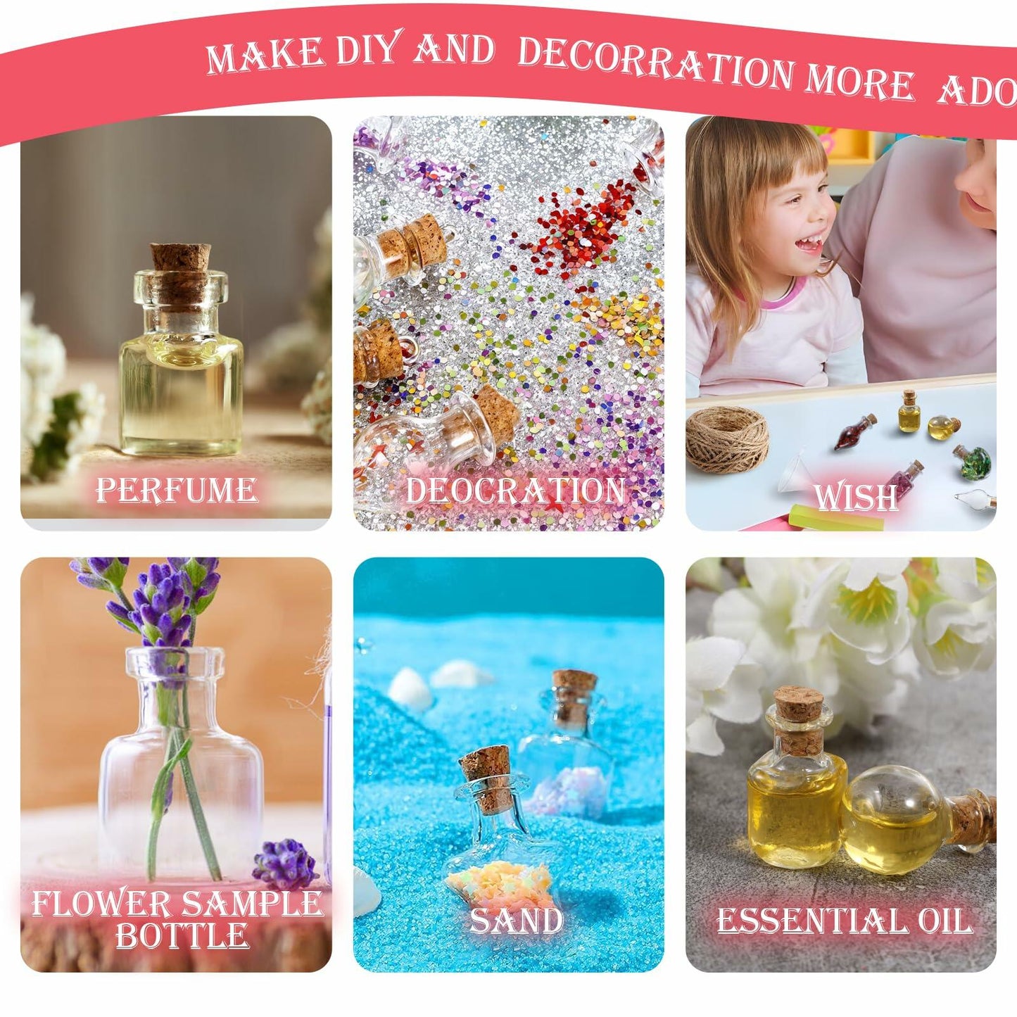 Meyeyaia 70 Pcs Halloween Mini Glass Potion Bottles with Cork Stoppers Set