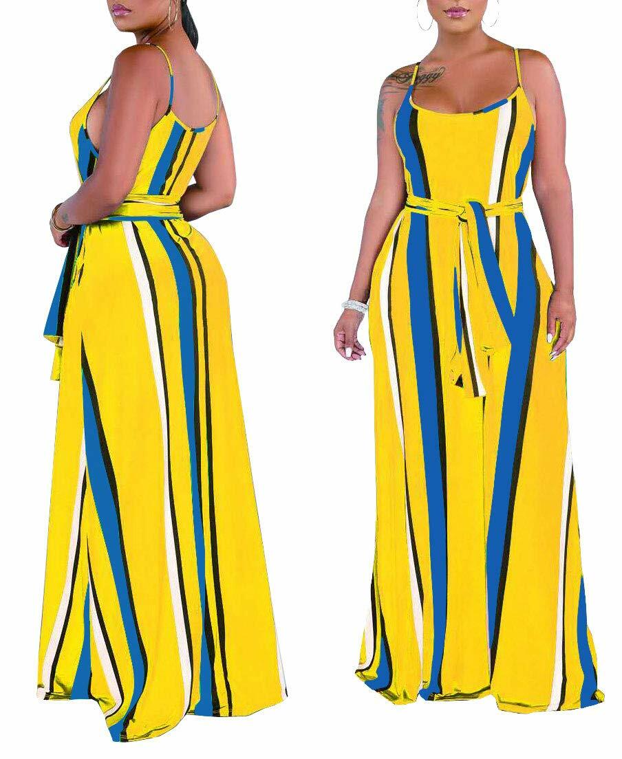 SheKiss Plus-Size Hawaiian Maxi Sundress Yellow with Pockets Size L