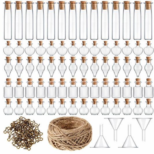 Meyeyaia 70 Pcs Halloween Mini Glass Potion Bottles with Cork Stoppers Set