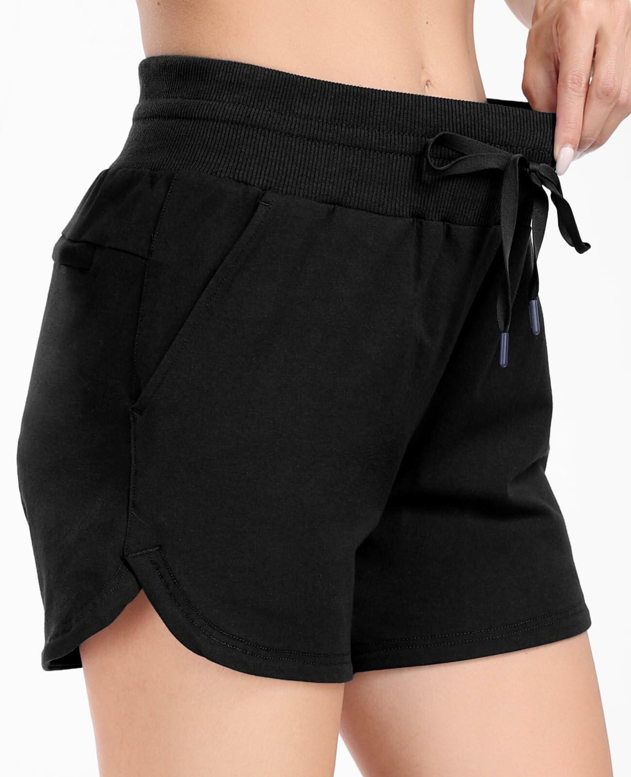 Haimont Women's Heather Grey Cotton Sweat Shorts 4" High Waist Pockets Size XXL