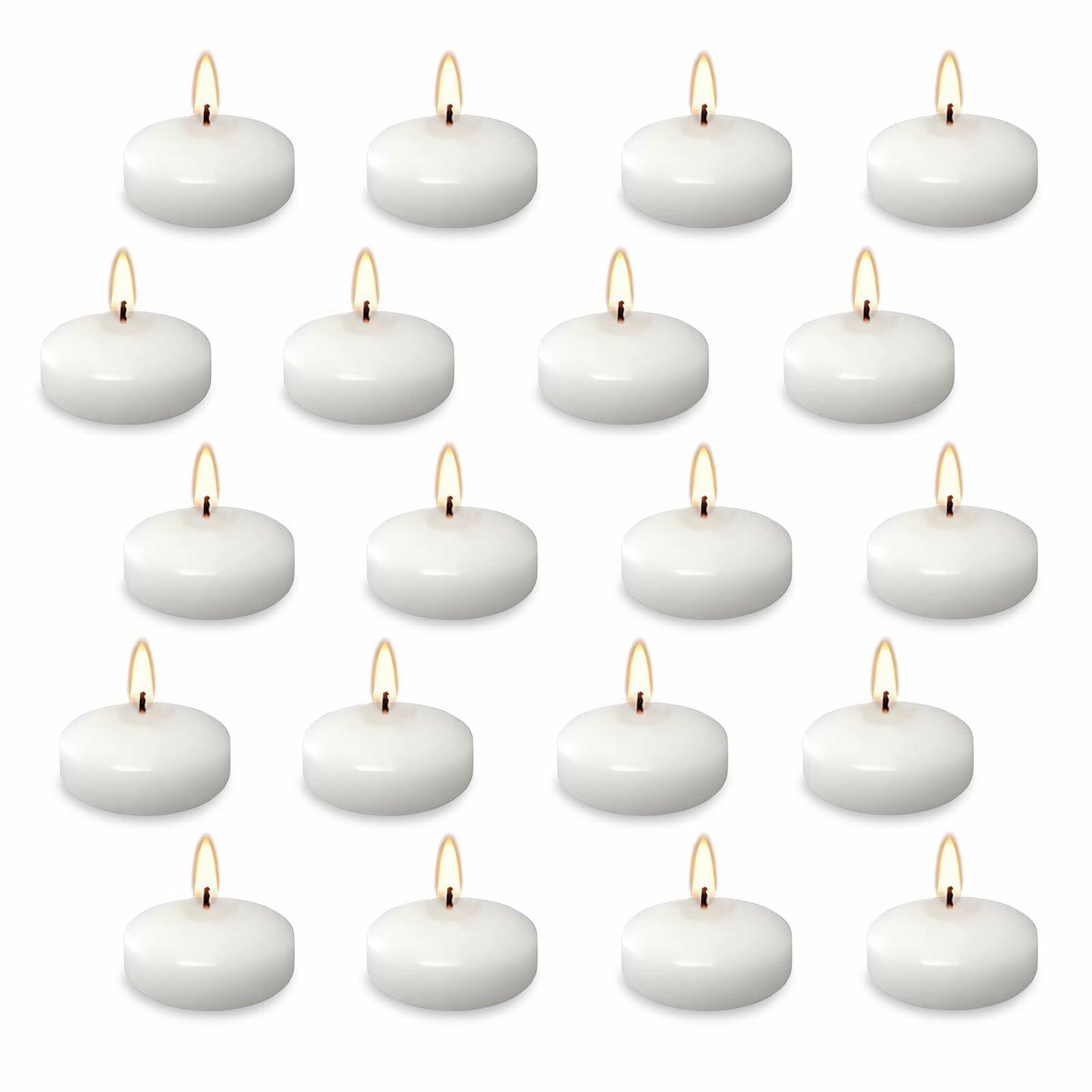 JEQUD 20 Pcs Floating Candles 1.5 Inch Unscented White Warm Tealights