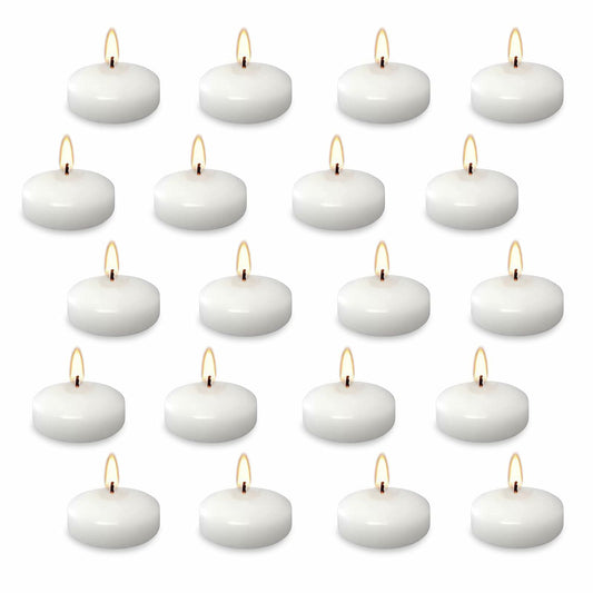 JEQUD 20 Pcs Floating Candles 1.5 Inch Unscented White Warm Tealights