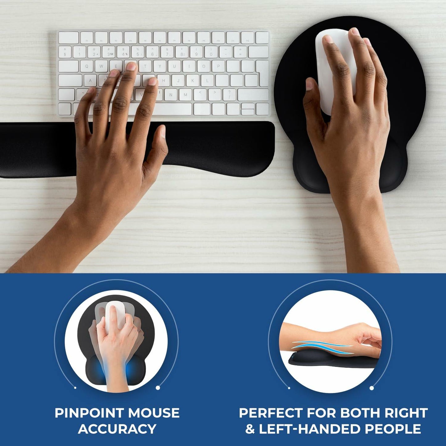 Everlasting Comfort Ergonomic Memory Foam Mouse Pad & Keyboard Wrist Rest