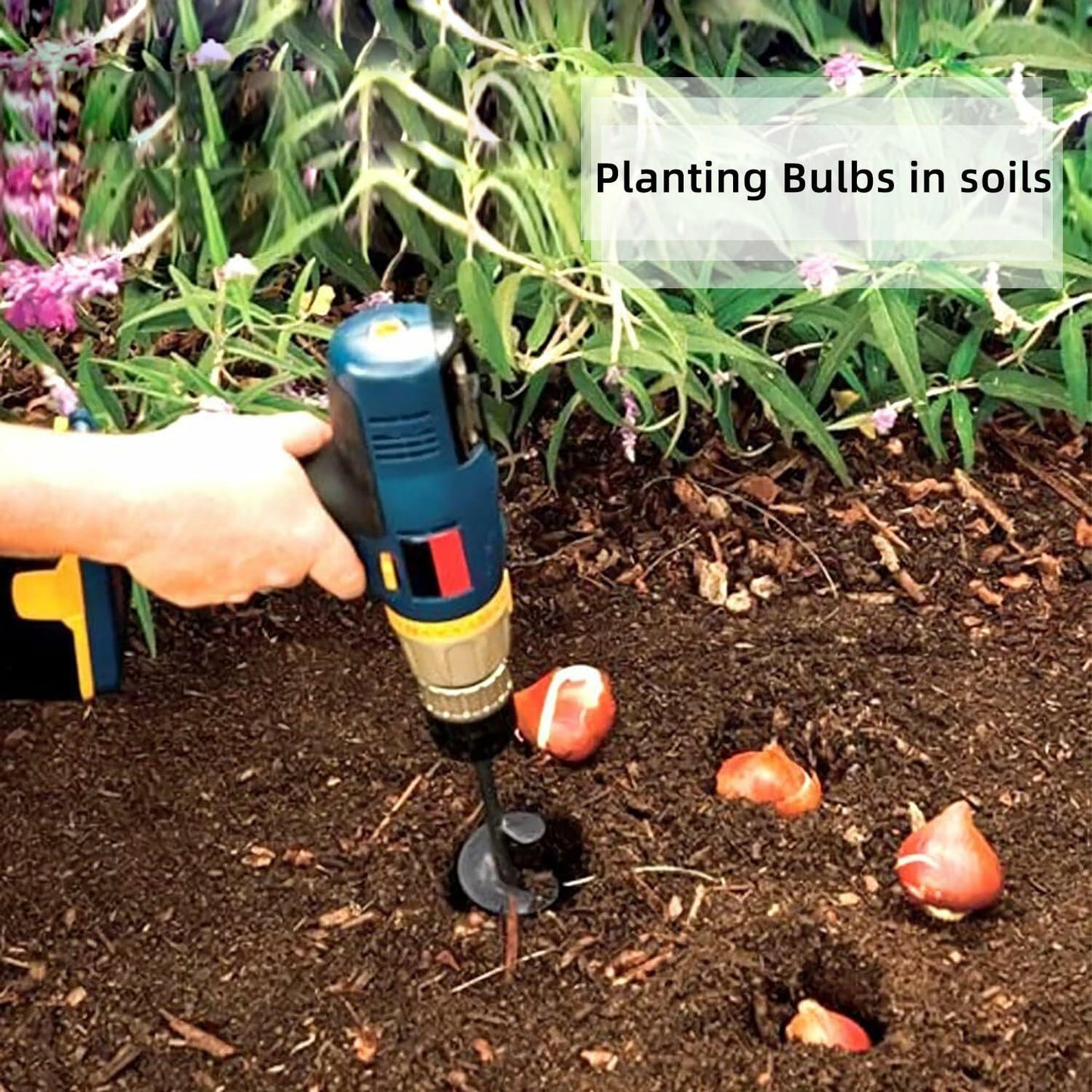 DOKOLES Garden Auger Drill Bit 1.6x9in Black 3/8" Hex Drive Spiral Earth