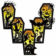 GlikCeil Halloween Wood Coffin Candle Holders 5 Pcs Black Gothic Decor