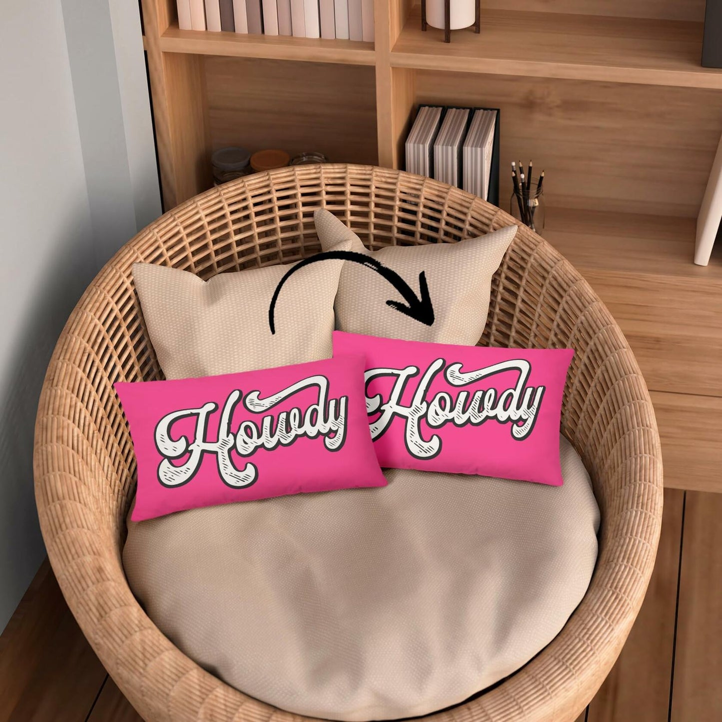 Mingnei Pink Howdy Flannel Throw Pillow Cover 12x20 Couch Cushion