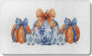 TopXmai Chinoiserie Pumpkin Door Mat 17x30 Blue White Orange Indoor Outdoor