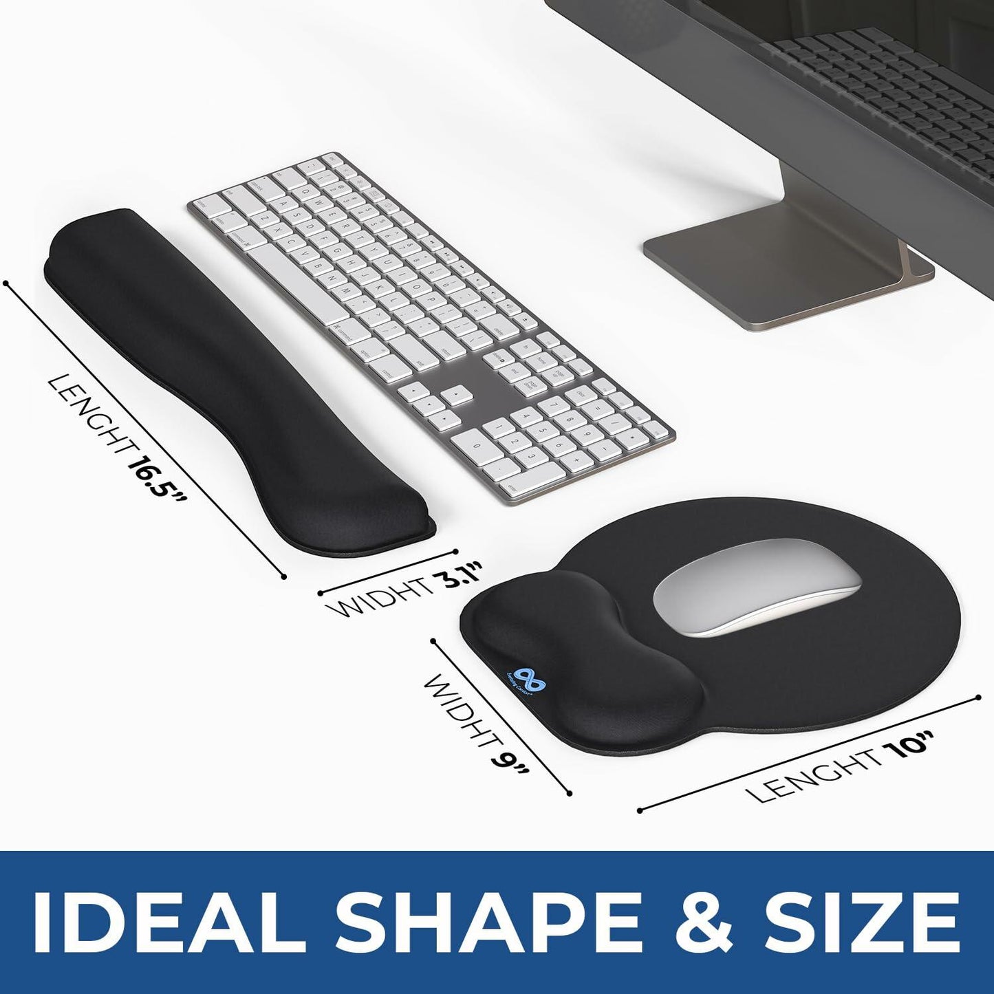 Everlasting Comfort Ergonomic Memory Foam Mouse Pad & Keyboard Wrist Rest