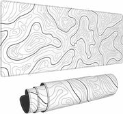 Topographic Gaming Mouse Pad Large Extended White Desk Mat 31.5x11.8