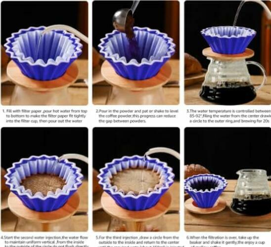 Roast'n Berry Blue Ceramic Coffee Dripper Pour Over Maker With Wood Stand V60