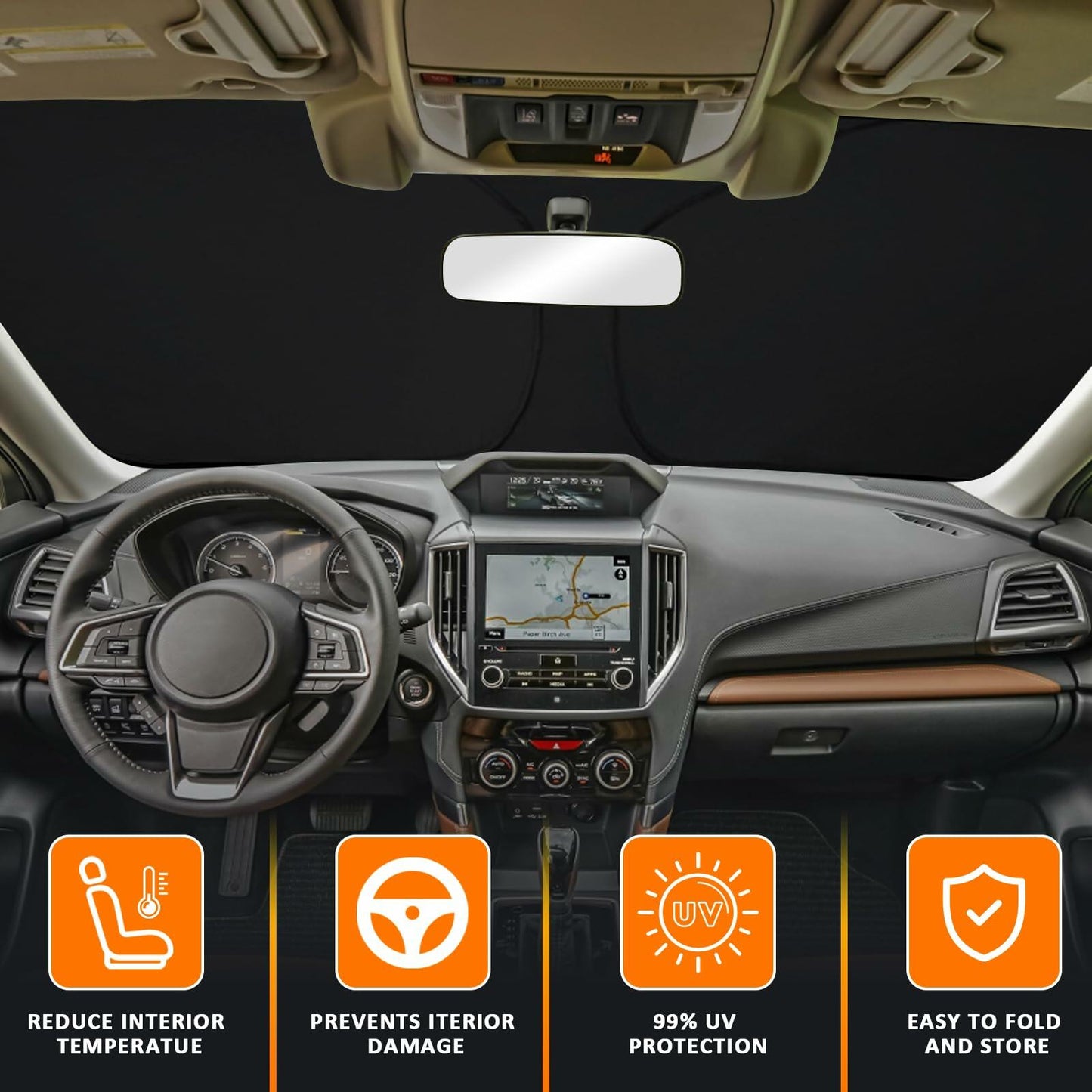 D-Lumina Windshield Sun Shade Subaru Forester 2019-2024 Foldable UV Blocker