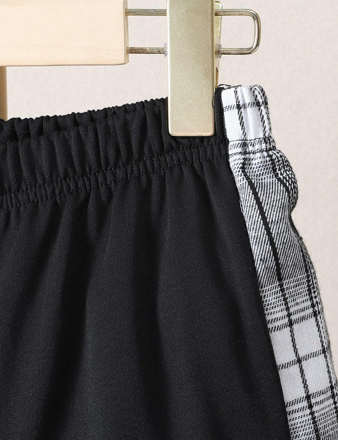 FERWANG Boys 2PC Plaid Hoodie & Jogger Set Black Size 5-6 Years