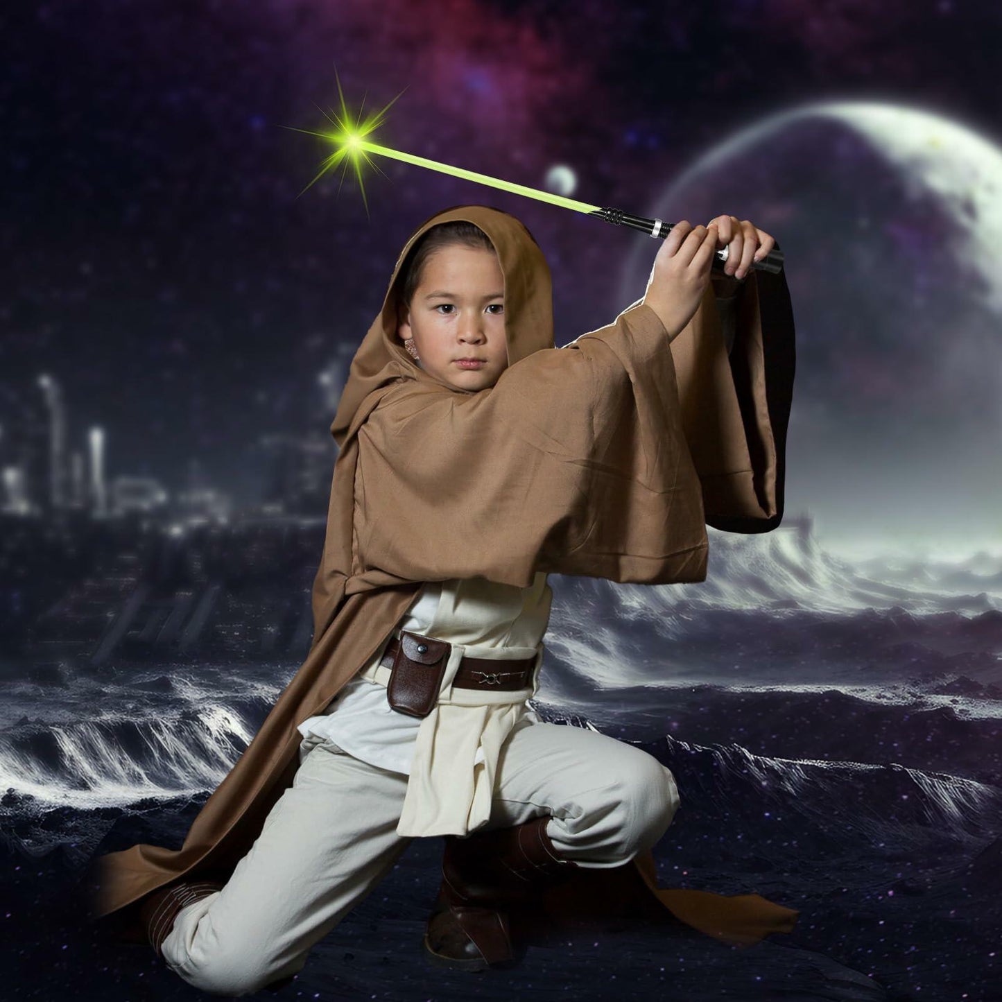 KingVows Light Up Magic Wizard Wand 14.3" Rechargeable Green Cosplay