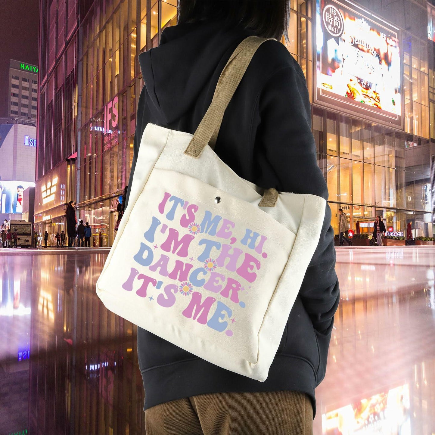 WCGXKO Dance Tote Bag Dance Teacher Team Gift Beige