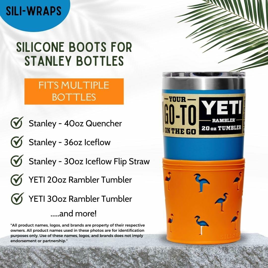 Sili Wraps Stanley Silicone Sleeve 40oz Quencher Flamingo Sunset 100% Silicone