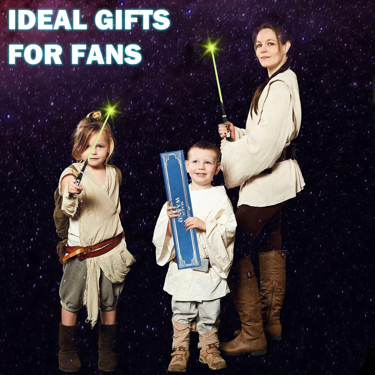 KingVows Light Up Magic Wizard Wand 14.3" Rechargeable Green Cosplay