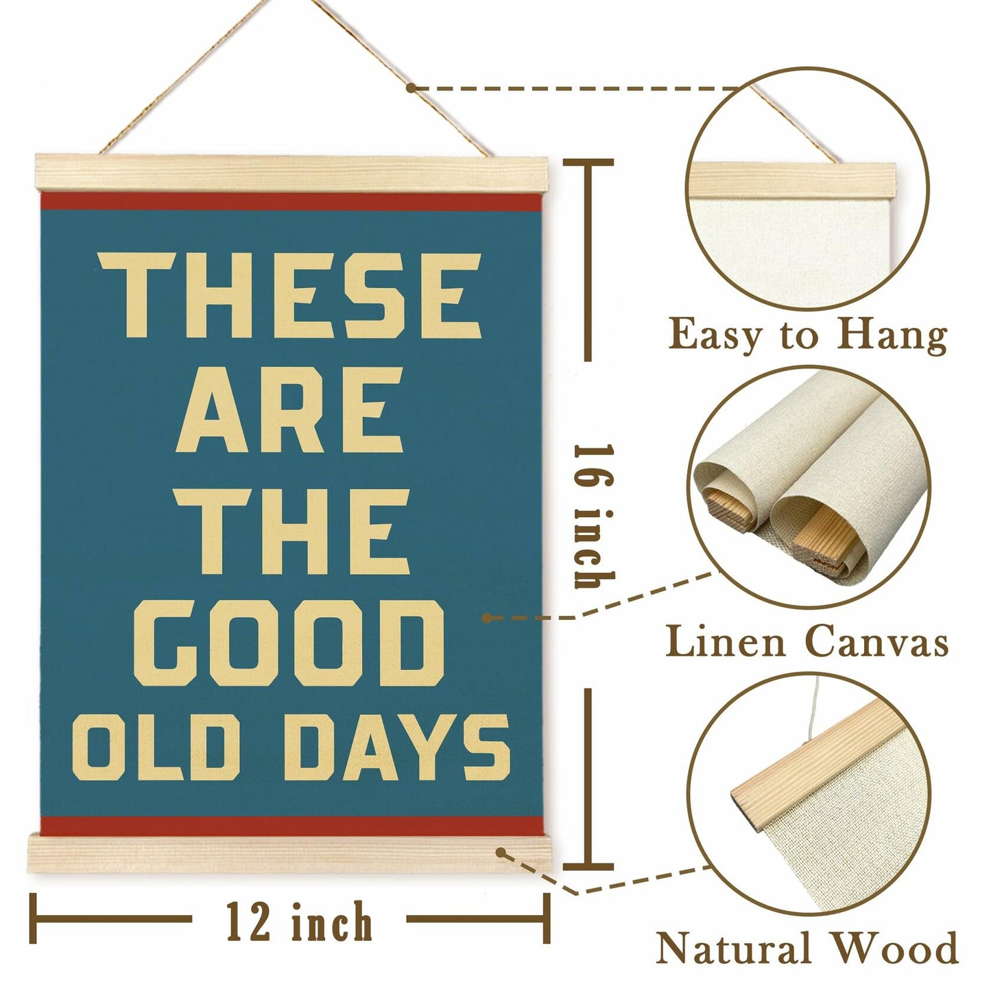 TAEDIN Inspirational Rustic Wall Art Poster Hanger Frame 12x16 Deep Blue