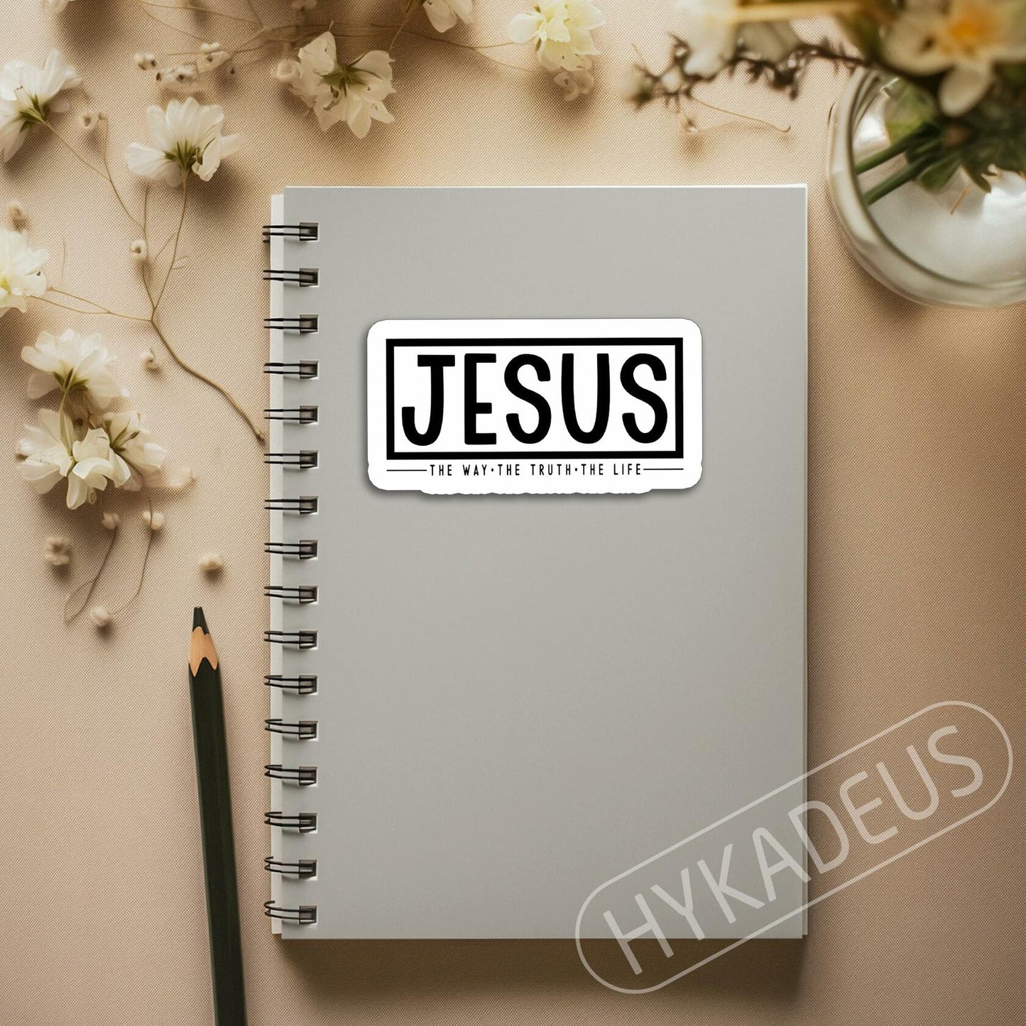 HYKADEUS Jesus The Way Truth Life Christian Bible Verse Stickers 3x1.5 Inch 3Pcs
