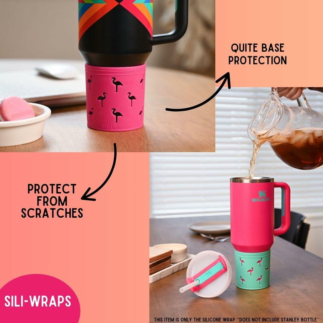 Sili Wraps Stanley Silicone Sleeve 40oz Quencher Flamingo Sunset 100% Silicone