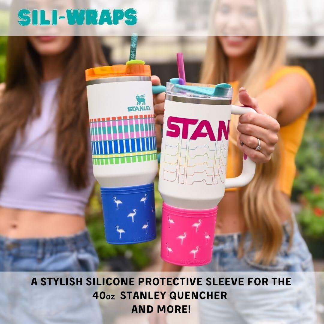 Sili Wraps Stanley Silicone Sleeve 40oz Quencher Flamingo Sunset 100% Silicone
