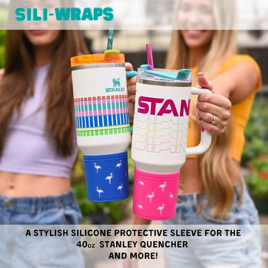 Sili Wraps Stanley Silicone Sleeve 40oz Quencher Flamingo Sunset 100% Silicone