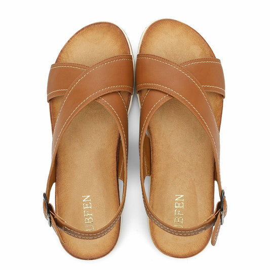 UBFEN Womens Flat Sandals Arch Support Adjustable Slingback Brown Size EUR 37