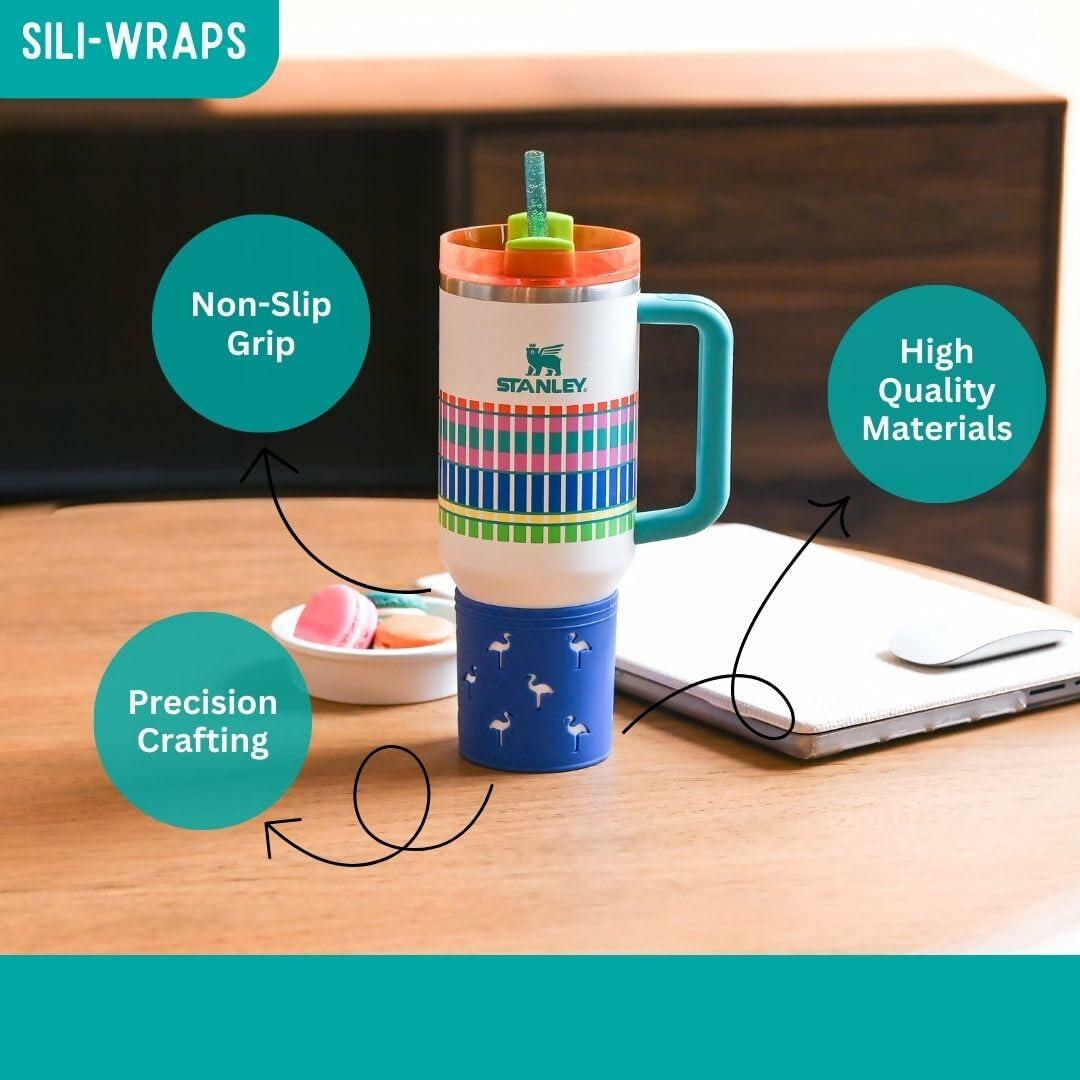 Sili Wraps Stanley Silicone Sleeve 40oz Quencher Flamingo Sunset 100% Silicone