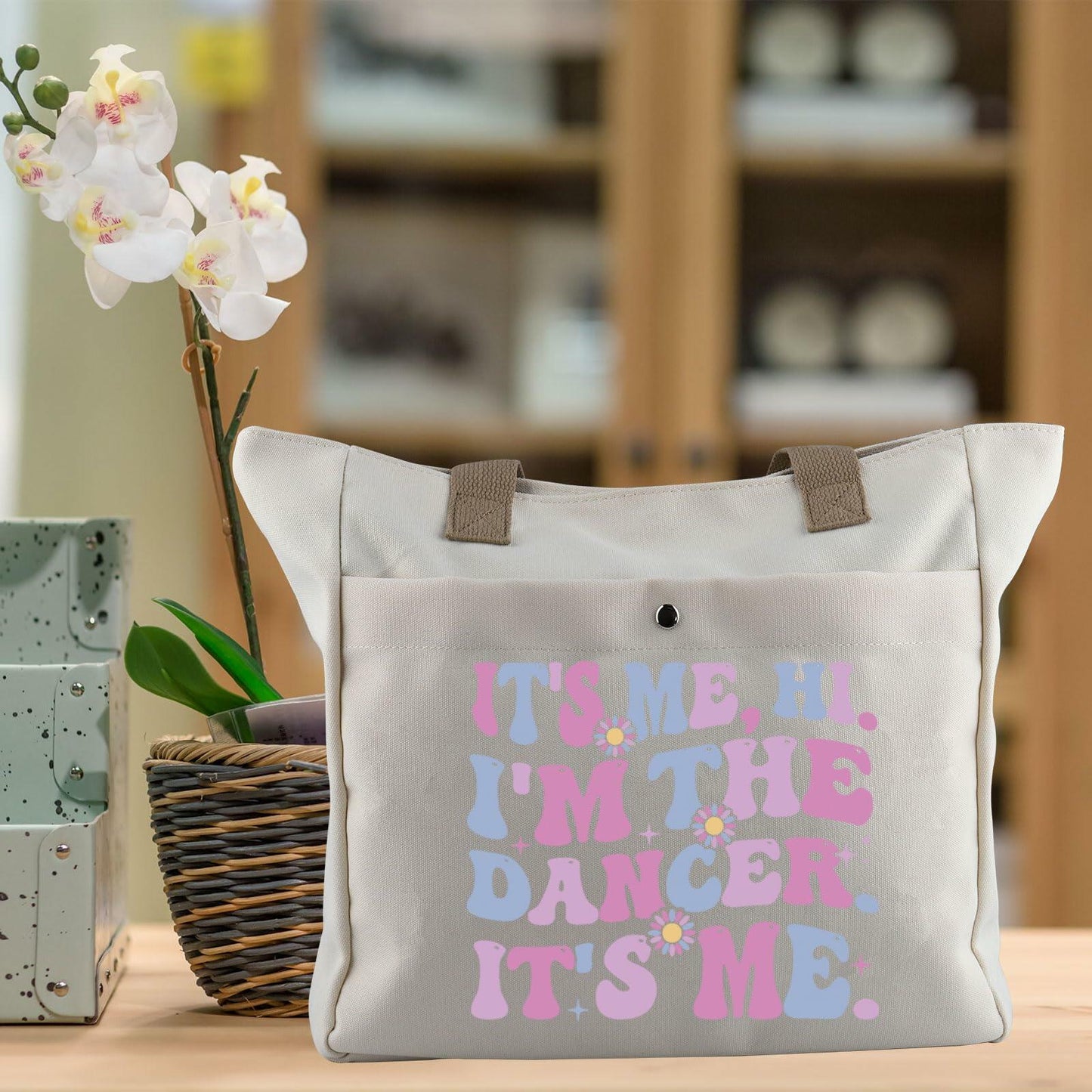 WCGXKO Dance Tote Bag Dance Teacher Team Gift Beige