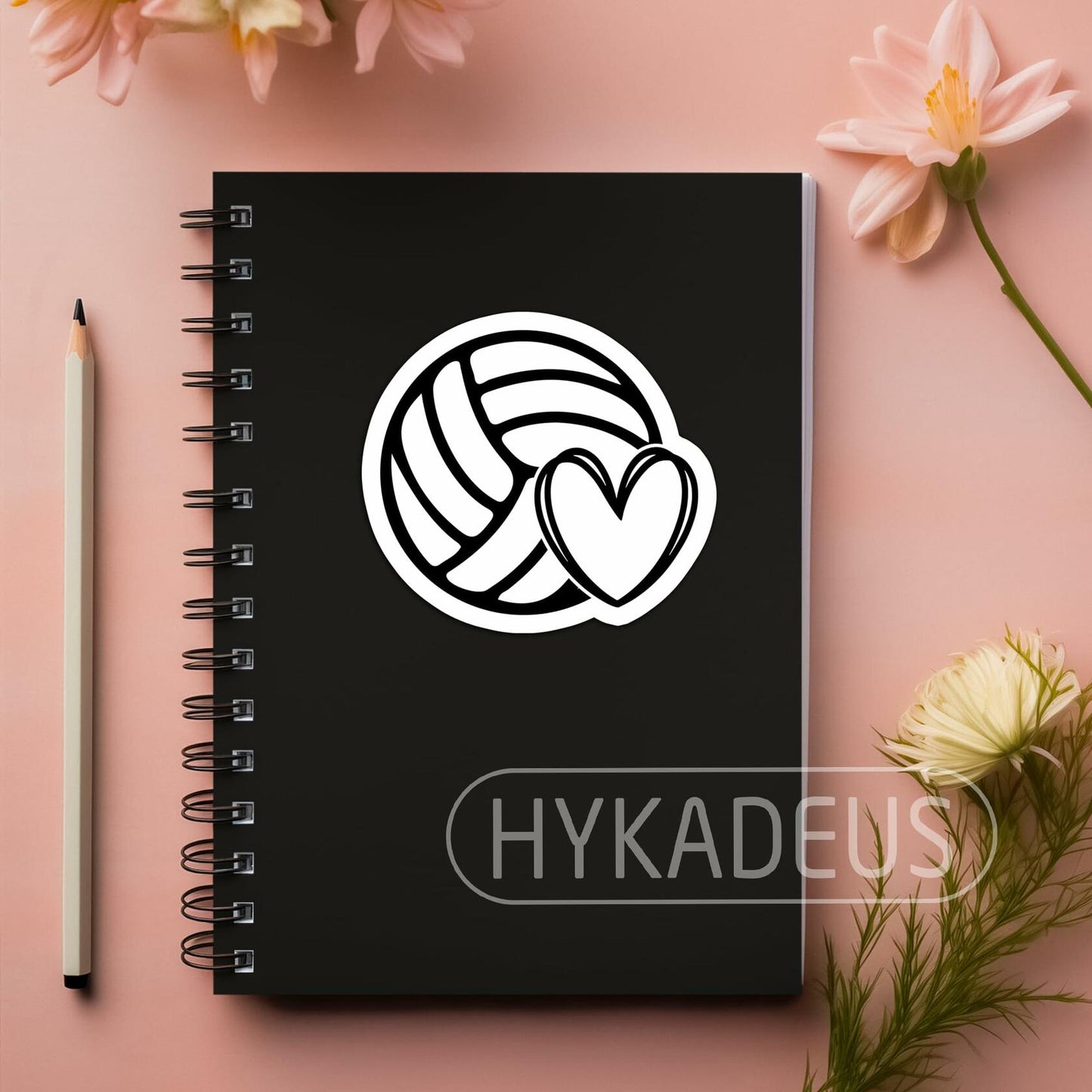 HYKADEUS Volleyball Stickers Waterproof Vinyl Decals 3"x2.7" 3PCS Heart Design