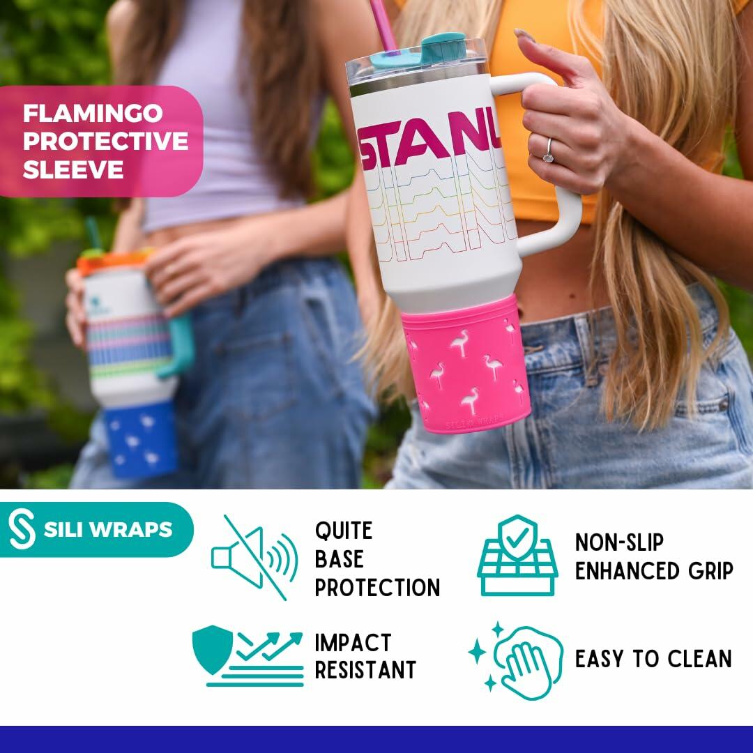 Sili Wraps Stanley Silicone Sleeve 40oz Quencher Flamingo Sunset 100% Silicone