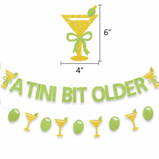 Gankbite Martini Bachelorette Party Banner Green Gold Glitter Paper Decor