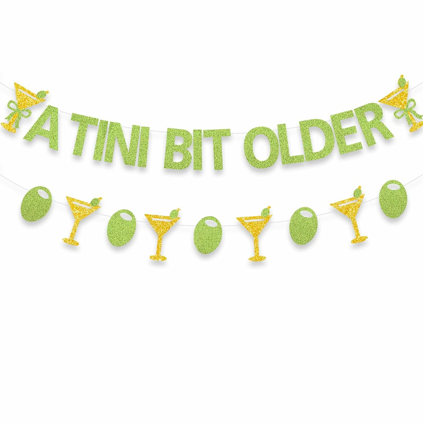 Gankbite Martini Bachelorette Party Banner Green Gold Glitter Paper Decor