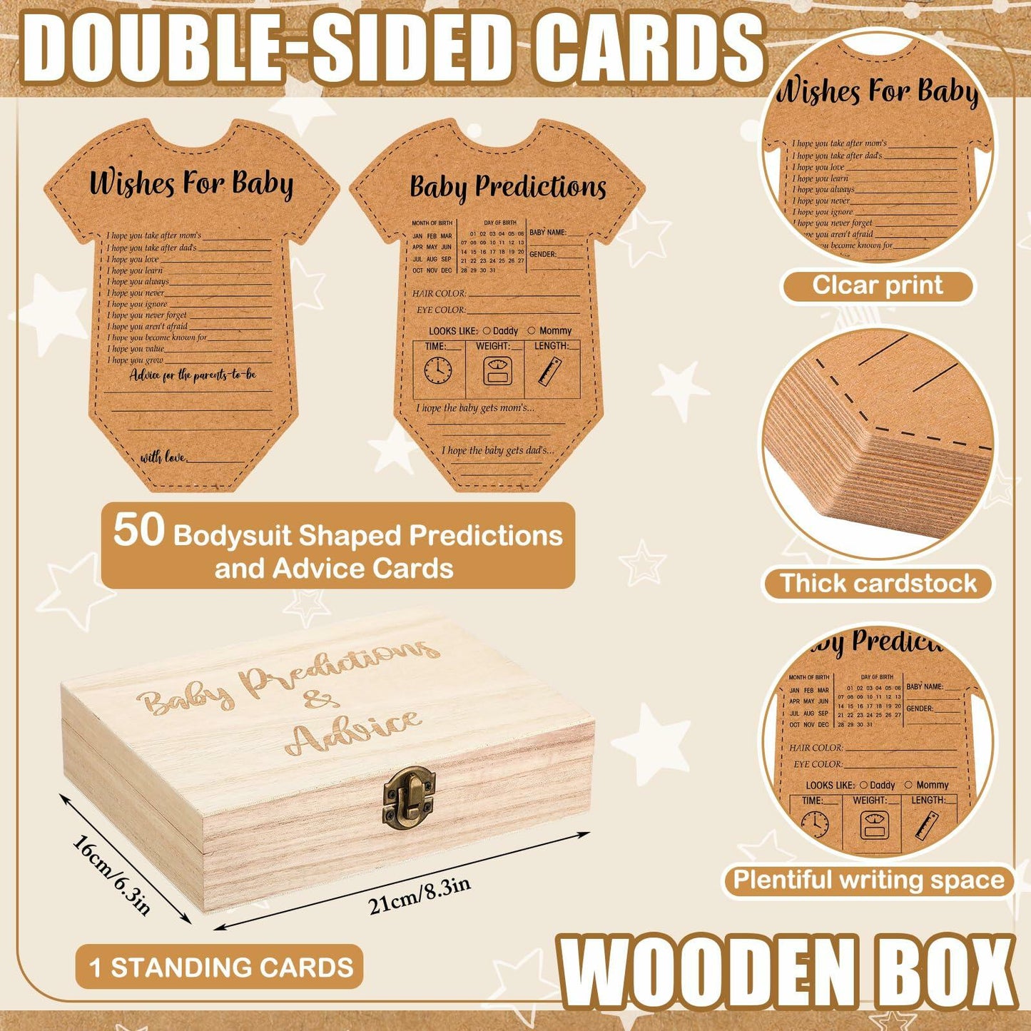 Estune 352 Pcs Baby Shower Advice Cards Blue Bear Decorations Game