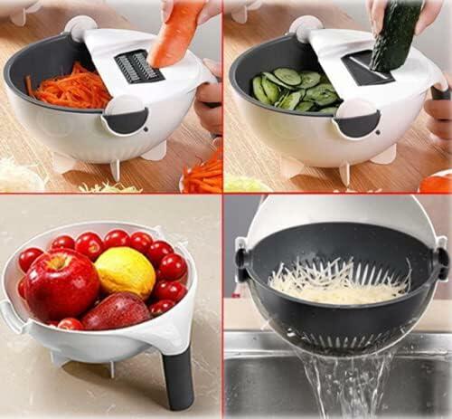 D&B 9-in-1 Multifunction Vegetable Fruit Cutter Chopper Black White 8.66in
