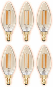 GoodBulb 5W E12 Clear Golden LED Chandelier Bulbs 2200K 300LM 6 Pack