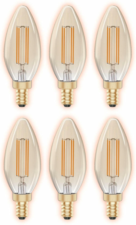 GoodBulb 5W E12 Clear Golden LED Chandelier Bulbs 2200K 300LM 6 Pack