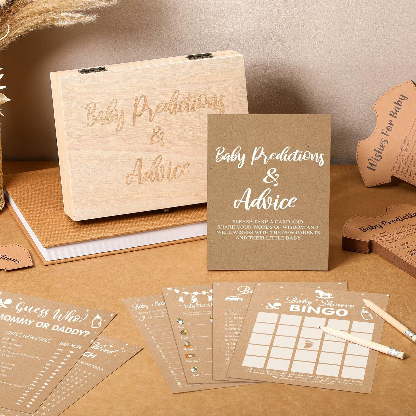 Estune 352 Pcs Baby Shower Advice Cards Blue Bear Decorations Game