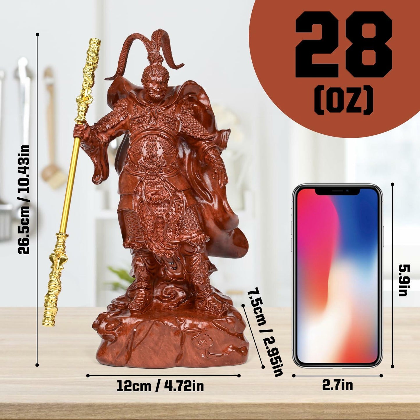Maozyiltle Black Wukong Statue Home Decor Resin Imitation Copper