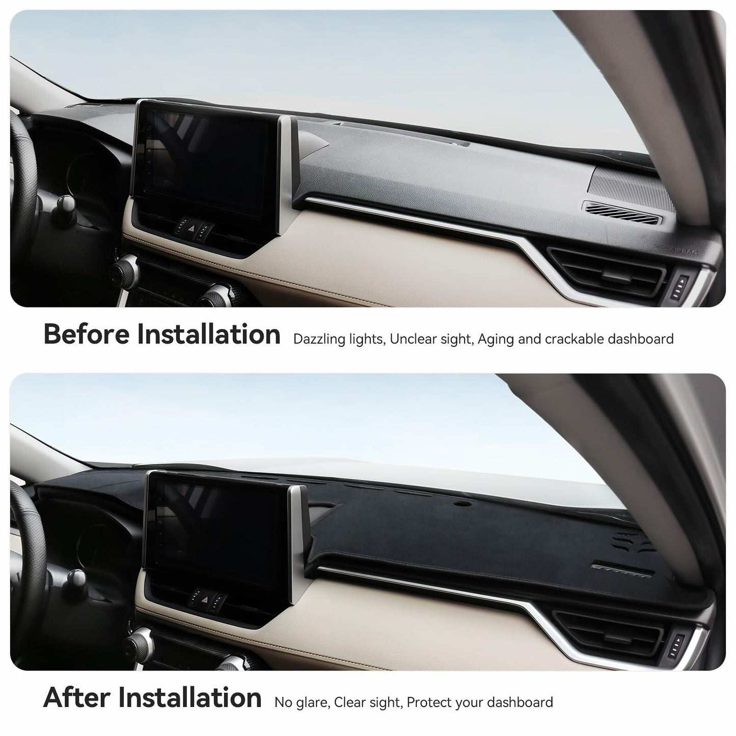 Bercicci Dash Cover Toyota RAV4 2019-2025 Hybrid PHEV Flannel Black